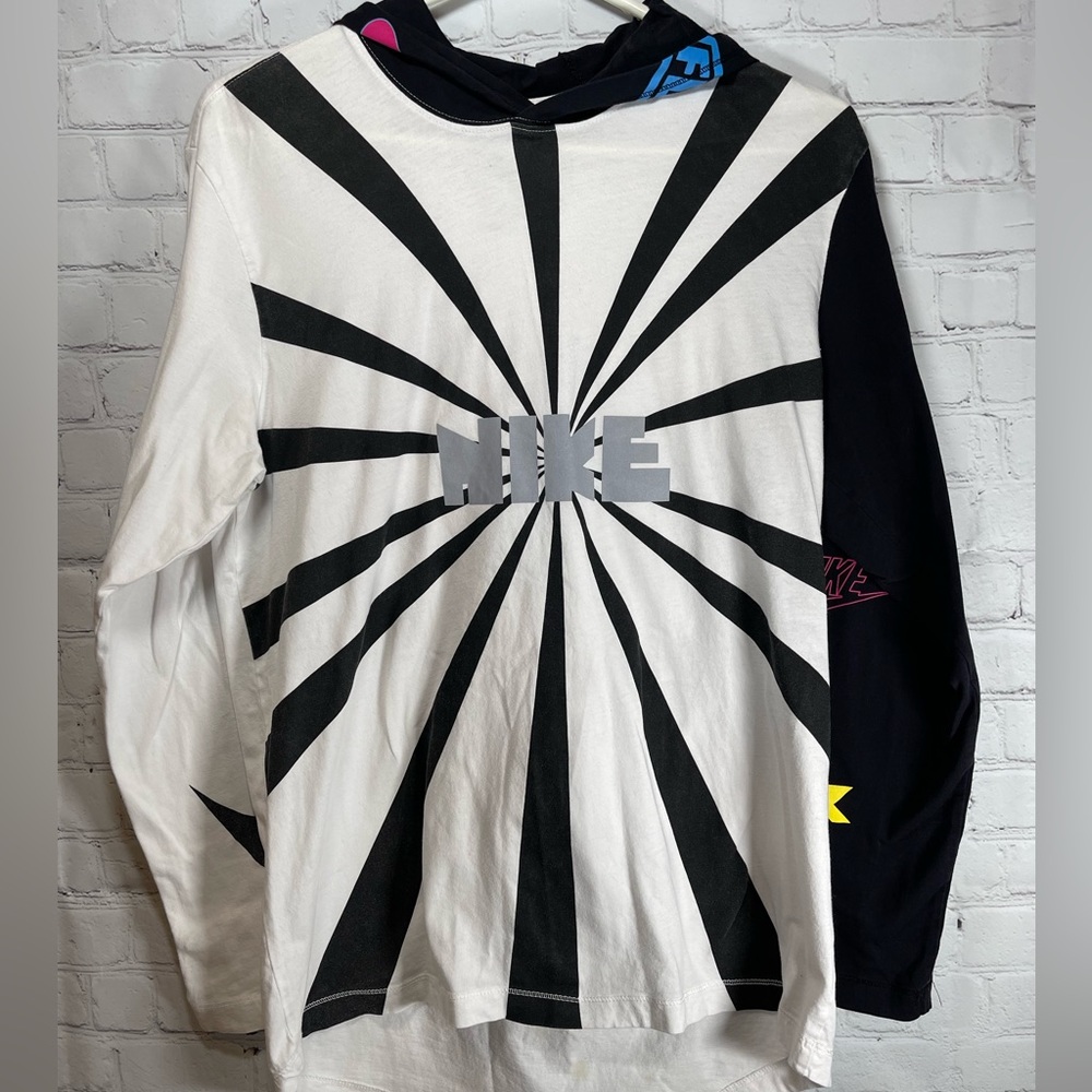 Nike Mens Long Sleeve Vintage Logo Hoodie Shirt White